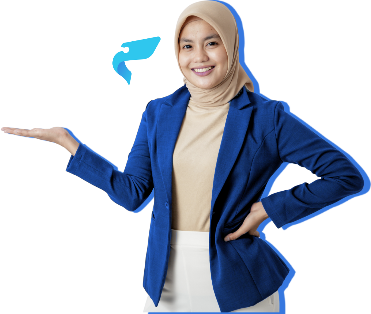 seorang perempuan menunjukkan aplikasi dashboard simantap.id