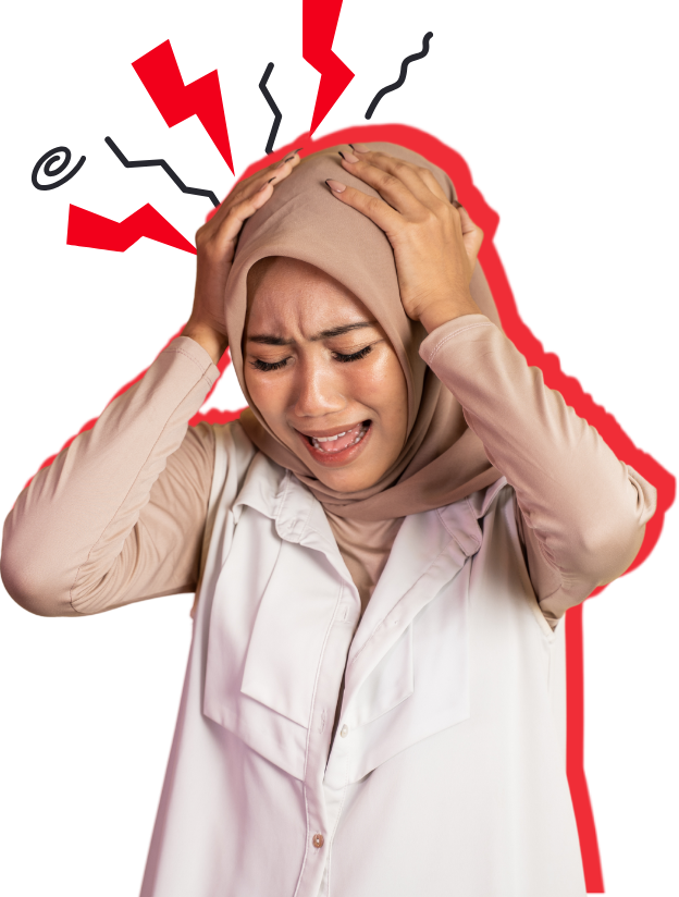 Seorang perempuan panik dan stres akibat manajemen yang berantakan