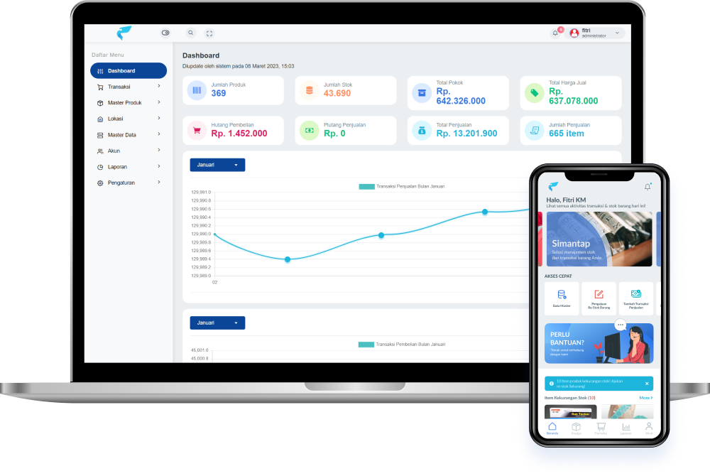 Tampilan prototipe aplikasi Simantap berbasis web dan mobile